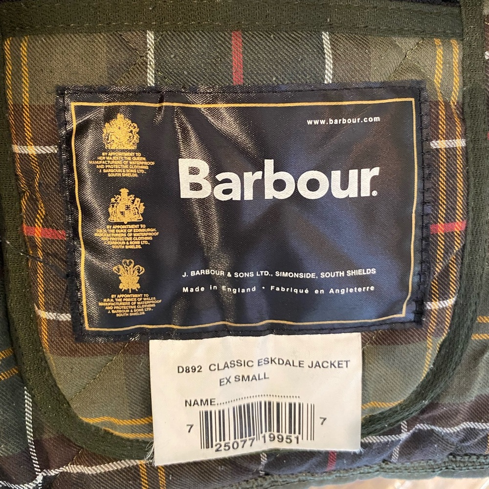 Men’s XS Barbour Classic Eskdale Quilted Jacket